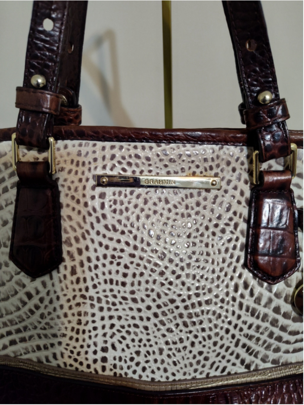 Women's Brahmin Tote Bag One Size Beige Brown